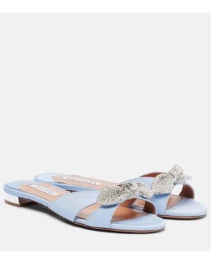 Aquazzura Very Bow Tie Embellished Flats - White
