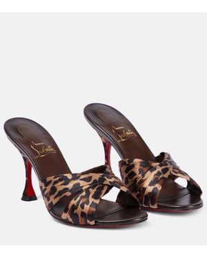Christian Louboutin Nicol Is Back 85 Leopard-Print Satin Mules - Brown