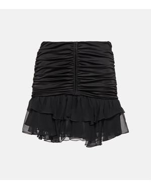 Blumarine Ruffle-Trimmed Pleated Miniskirt - Black