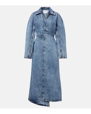 Alaïa Asymmetric Denim Coat - Blue