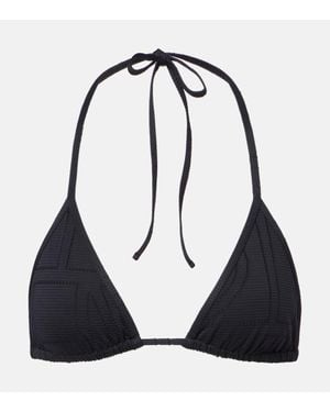 TOTEME Monogram Pointelle Bikini Top - Black