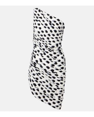 Norma Kamali Diana Pickleball Polka-Dot Minidress - White