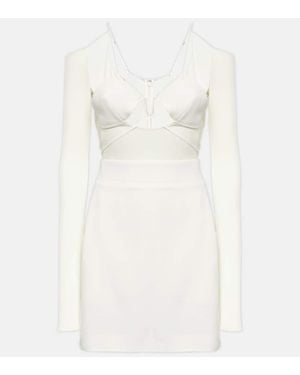 Nensi Dojaka Bridal Cutout Crepe Minidress - White