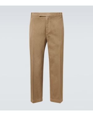 Thom Browne Pantalones Rectos De Sarga De Algodon - Neutro