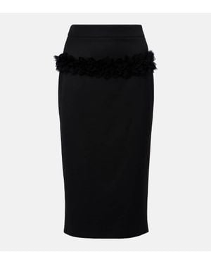 McQueen Bleistiftrock Aus Wolle Mit Spitze - Schwarz