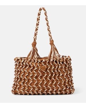 Prada Tote Bag Mit Veloursleder - Braun