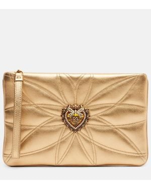 Dolce & Gabbana Etui Devotion Mini Aus Metallic-Leder - Natur