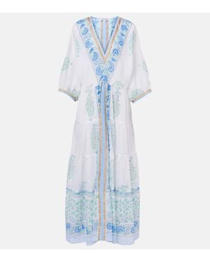 Juliet Dunn Paisley Cotton Maxi Dress - Blue