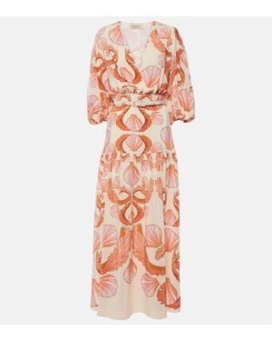 Adriana Degreas Seashell Silk Maxi Dress - Orange