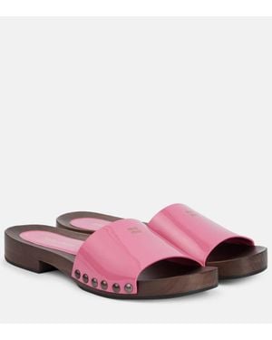 Miu Miu Pantoletten Aus Lackleder - Pink