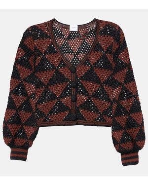 Anna Kosturova Cardigan Malia En Crochet De Coton - Noir