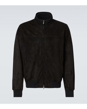Thom Sweeney Bomberjacke Aus Veloursleder - Schwarz