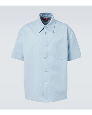 Gucci Gg Cotton Jacquard Bowling Shirt - Blue