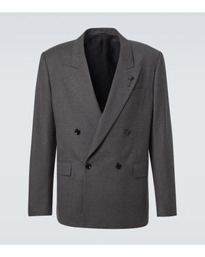 Lardini Double-Breasted Wool Blazer - Black