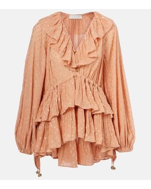 Zimmermann Blusa Rhiannon Con Volant - Arancione