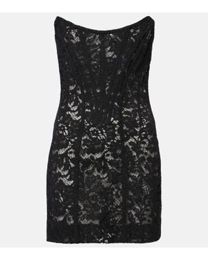 Dolce & Gabbana Floral Cotton-Blend Lace Minidress - Black