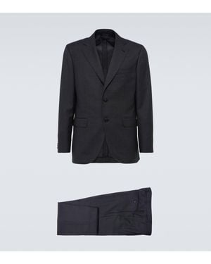 Brioni Houndstooth Wool Suit - Blue