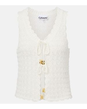 Ganni Crochet Top - White
