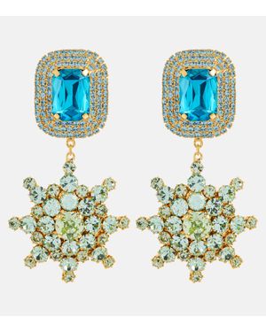 Magda Butrym Starbust Drop Brass And Crystals Pendant Earrings - Blue