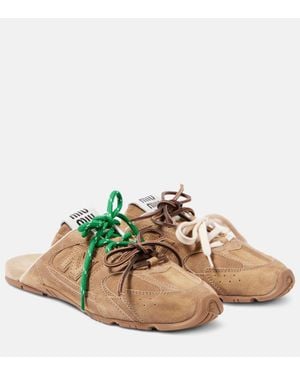 Miu Miu X New Balance Slippers 530L Aus Veloursleder - Natur