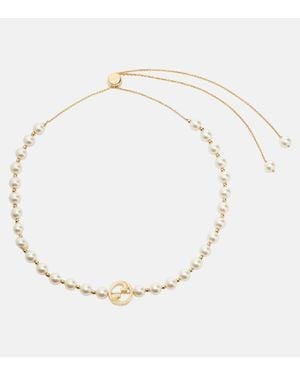 Gucci Collana Interlocking G Con Perle Bijoux - Bianco