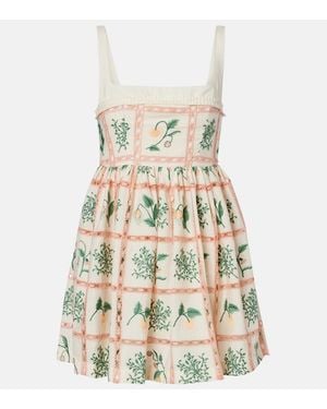 Agua Bendita Robe Barbara Brodee En Coton - Blanc