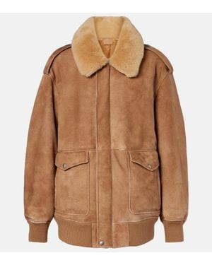 Prada Jacke Aus Veloursleder Mit Shearling - Braun