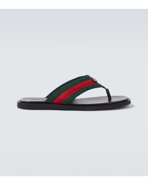 Gucci Sandalias Con Gg Y Web - Azul