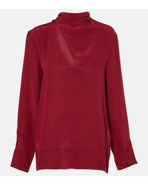 Victoria Beckham Silk Scarf-Detail Blouse - Red
