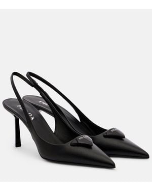 Prada Slingback-Pumps Aus Leder - Schwarz