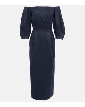 Gabriela Hearst Midikleid Aus Hanf Und Baumwolle - Blau