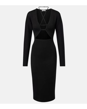 Nensi Dojaka Cutout Knitted Virgin Wool Midi Dress - Black