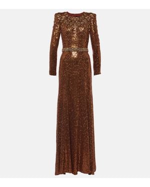 Jenny Packham Georgia Sequined Embellished Gown - Brown