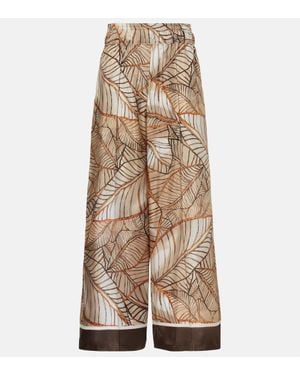 Brunello Cucinelli Weite Hose Aus Seide - Natur