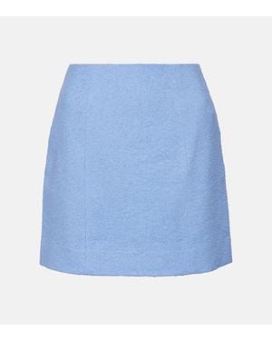 Patou Cotton And Linen-Blend Miniskirt - Blue