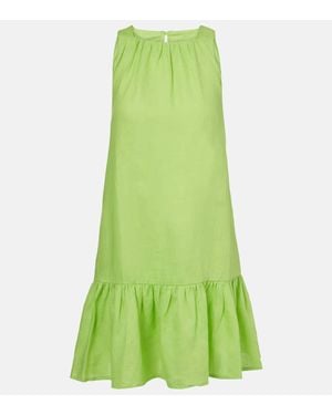 Asceno Adana Linen Minidress - Green