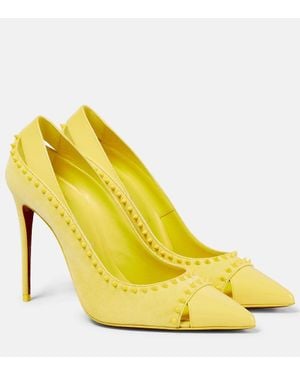 Christian Louboutin Duvette Spikes 100 Suede Pumps - Yellow