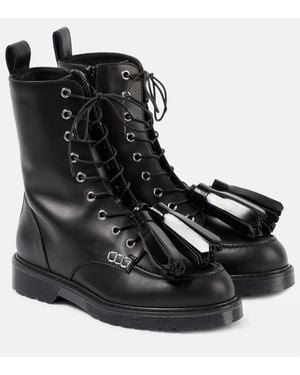 JW Anderson Leather Combat Boots - Black