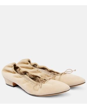 The Row Awar Suede Ballet Flats - Natural