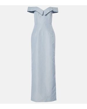 Markarian Sarika Off-Shoulder Taffeta Gown - Blue