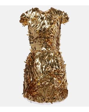 Oscar de la Renta Embellished Mesh Minidress - Metallic