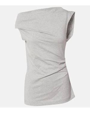 Dries Van Noten Draped Cotton Jersey Top - Gray