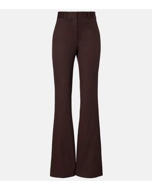 Nili Lotan Corette High-Rise Virgin Wool Flared Trousers - Brown