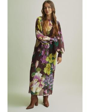 Florere Floral Print Midi Dress - Purple