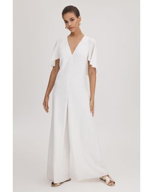 Florere Cape Wide Leg Jumpsuit - White