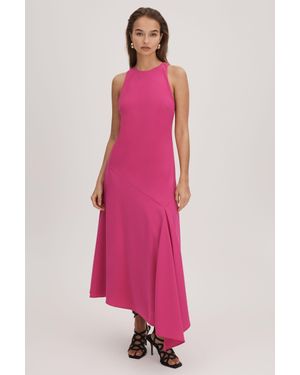 Florere Crepe Asymmetric Midi Dress, Deep - Pink