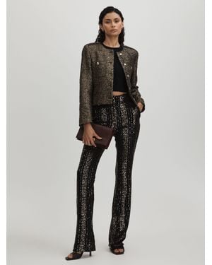 Halston Striped Sequin Trousers - Black