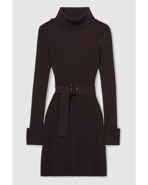 Reiss Ribbed Roll Neck Midi Dress - Black