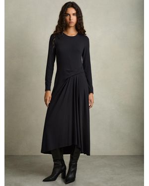 Reiss Ivy Jersey Draped Midi Dress - Blue