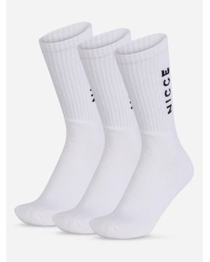Nicce London Menlo 3 Pack Crew Socks - White